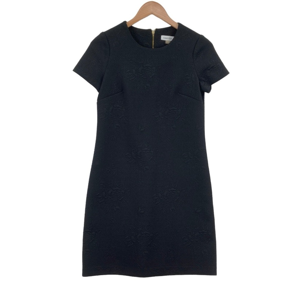 • calvin klein black quilted floral dress •